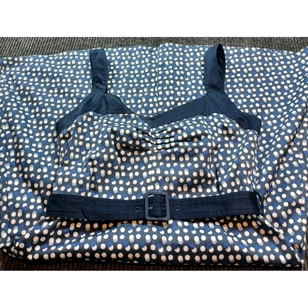 Anni Kuan Women's Dress Sz 6 Polka Dot Sleeveless w/Belt Sweetheart‎ Neckline